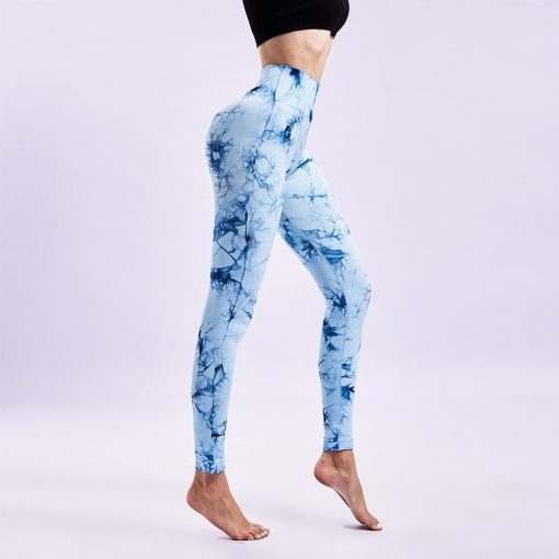 Colanti push up FITINT Onyx Tie Dye cu talie inalta Albastru 2023 5