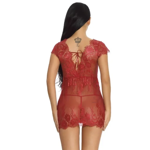 Camasa de noapte cu dantela FITINT Neglijeu Visiniu 253 2023 3