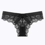 Chiloti brazilian dantela FITINT cu funda satinata Negru 2025 9