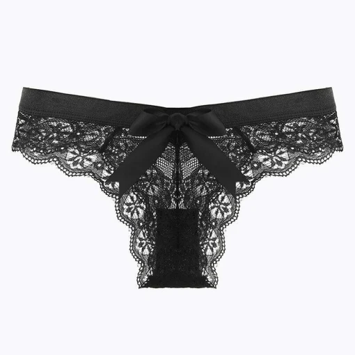 Chiloti brazilian dantela FITINT cu funda satinata Negru 2023 2
