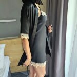 Halat dama satinat FITINT Berlin cu neglijeu 2 piese Negru 2024 9