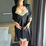 Halat dama satinat FITINT Berlin cu neglijeu 2 piese Negru 2025 17