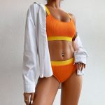 Costum de baie damă cu burete talie înaltă 2 piese Portocaliu – FITINT 272 2025 17