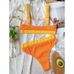 Costum de baie damă cu burete talie înaltă 2 piese Portocaliu – FITINT 272 2025 29