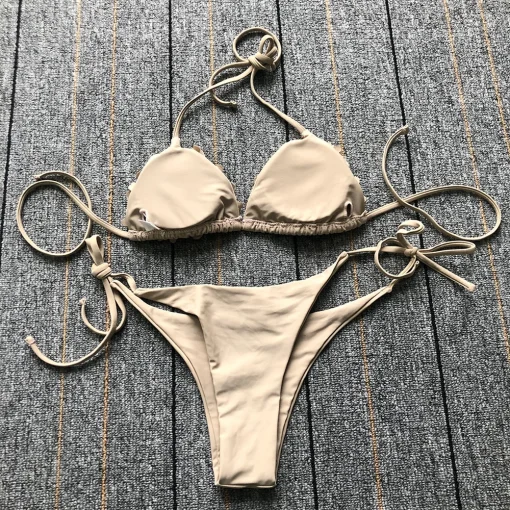 Costum de baie push up FITINT Celeste 2 piese bikini Bej 2024 4