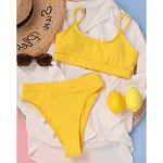 Costum de baie push up FITINT Sidra 2 piese talie inalta Galben 2024 21