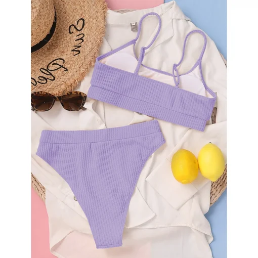 Costum de baie push up FITINT Sidra 2 piese talie inalta Mov 2023 6