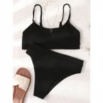 Costum de baie push up FITINT Sidra 2 piese talie inalta Negru 2024 17