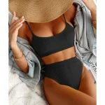 Costum de baie push up FITINT Sidra 2 piese talie inalta Negru 2024 11