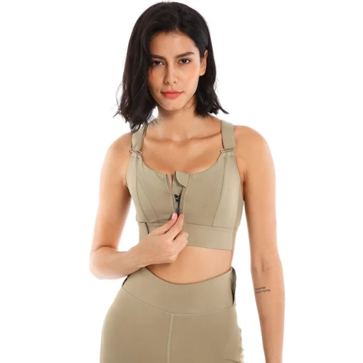 Bustiera sport cu fermoar FITINT Arcadia cu sustinere maxima Verde 2023 6