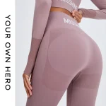 Colanți sport damă fără cusături talie înaltă Mov – FITINT 286 2025 17