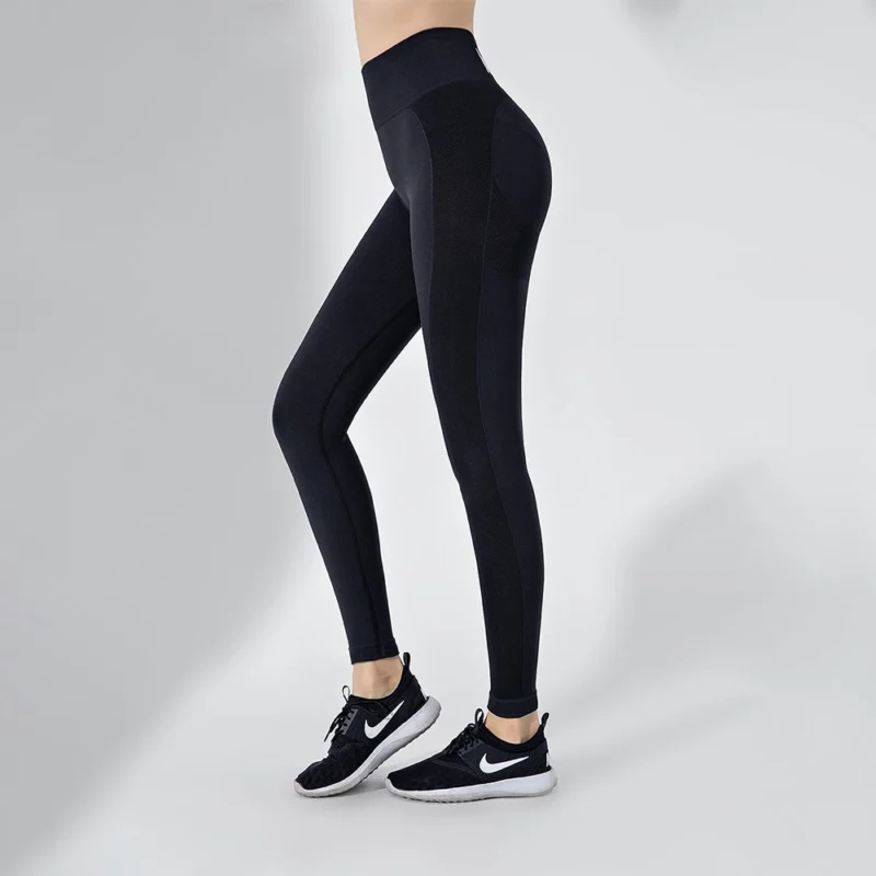 Colanți sport damă fără cusături talie înaltă Negru – FITINT 285 2025 6