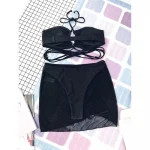 Costum de baie cu fusta 3 piese dama negru FITINT Zora 2022 1
