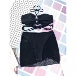 Costum de baie push up FITINT Zora 3 piese cu fusta Negru 2023 7