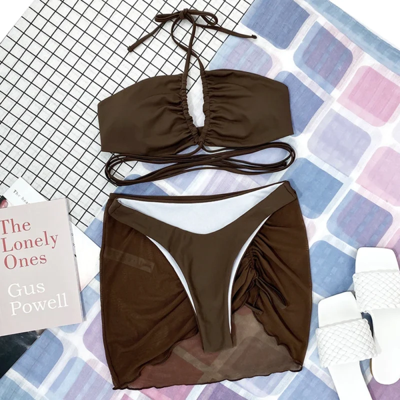 Costum de baie damă push-up talie înaltă Maro – FITINT 305 2025 4