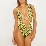 Costum de baie intreg FITINT model Animal Print Noah Galben 2024 6