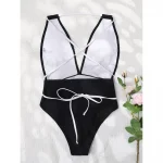 Costum de baie intreg push up FITINT Elle cu snur criss cross Negru 2024 12