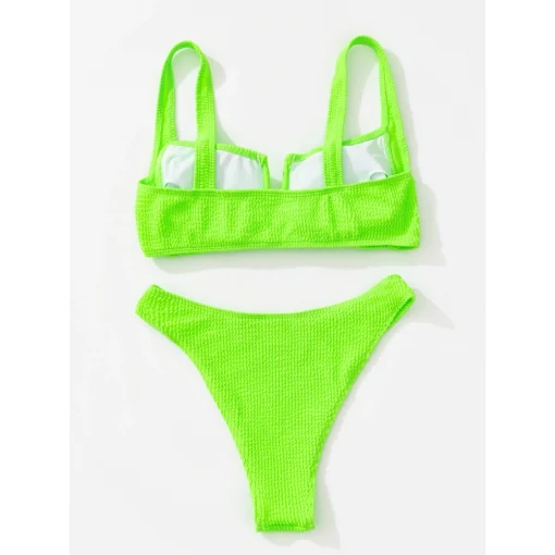Costum de baie push up FITINT Tropical 2 piese slip brazilian Verde 2023 3