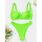 Costum de baie push up FITINT Tropical 2 piese slip brazilian Verde 2024 14