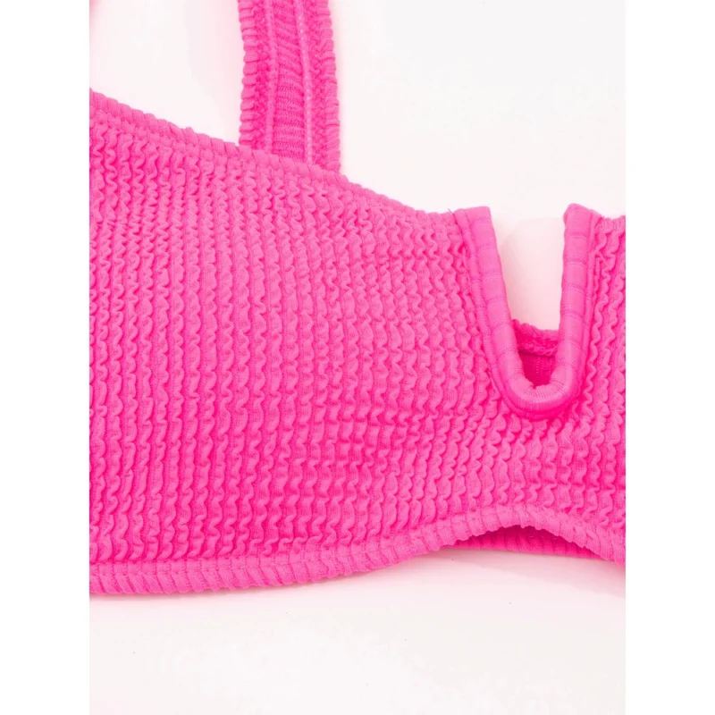 Costum de baie damă push-up talie înaltă 2 piese Roz – FITINT 303 2025 5