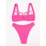 Costum de baie damă push-up talie înaltă 2 piese Roz – FITINT 303 2025 21