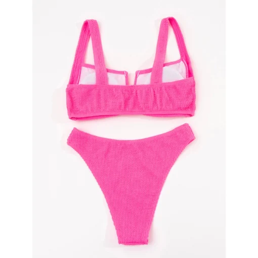 Costum de baie roz neon 2 piese FITINT Tropical Pink