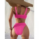 Costum de baie damă push-up talie înaltă 2 piese Roz – FITINT 303 2025 11