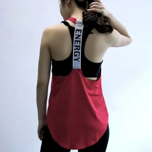 Tricou sport lung dama FITINT Energy tip maiou Rosu 2023 1