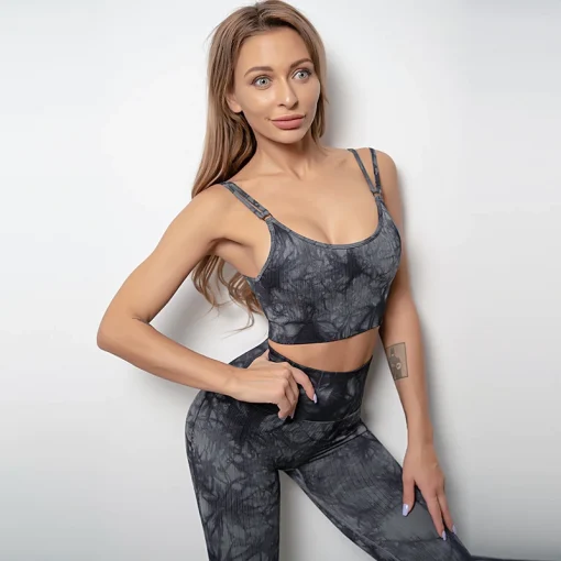 Bustiera cu striatii FITINT Vivo Tie Dye Gri 2023 1
