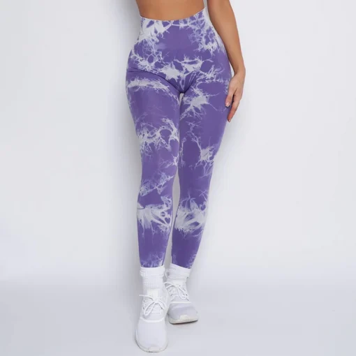 Colanti cu push up FITINT Dusk Tie Dye talie inalta Mov 2023 7