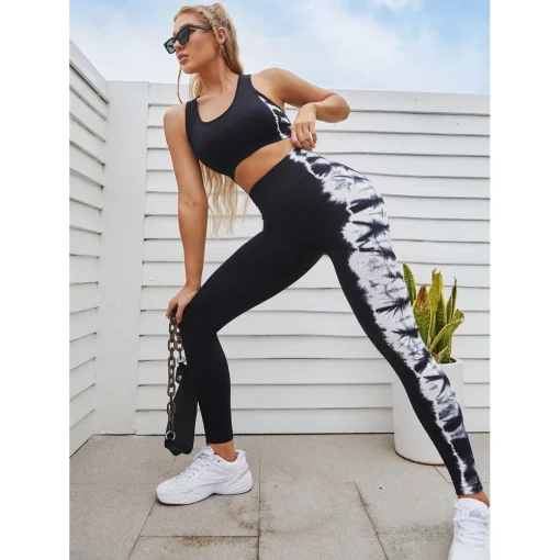 Colanti push up FITINT Action Tie Dye fara cusaturi Negru 2023 15