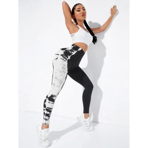 Colanti push up FITINT Action Tie Dye fara cusaturi Negru 2023 7