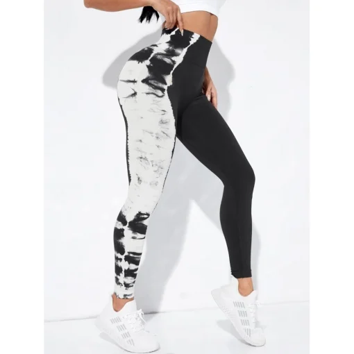 Colanti push up FITINT Action Tie Dye fara cusaturi Negru 2023 8