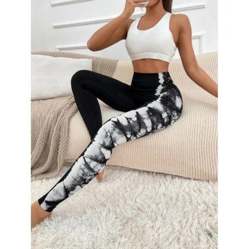Colanti push up FITINT Action Tie Dye fara cusaturi Negru 2023 10