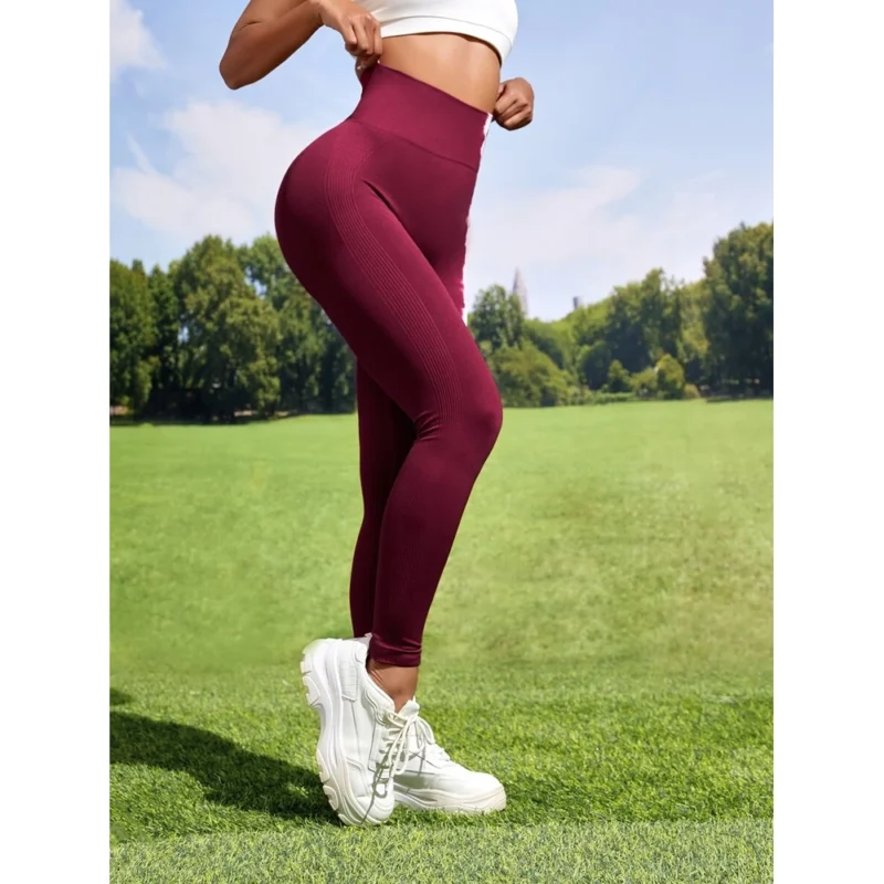 Colanți sport damă fără cusături push-up talie înaltă Rosu – FITINT 328 2025 6