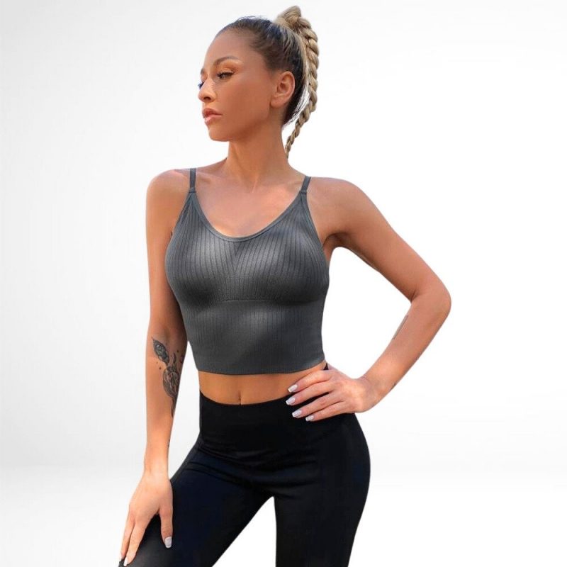 Bustieră sport damă material elastic Gri – FITINT 059 2025 1