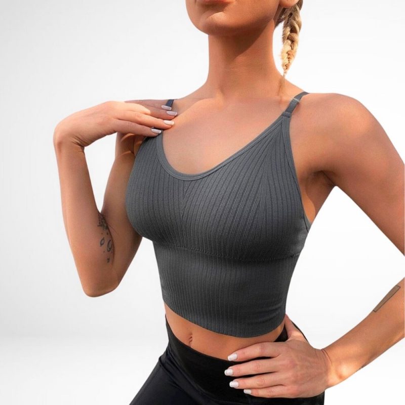 Bustieră sport damă material elastic Gri – FITINT 059 2025 2