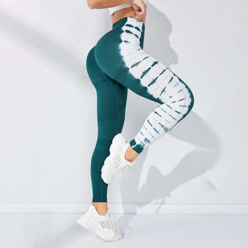Colanti push up FITINT Action Tie Dye fara cusaturi Verde 2023 1