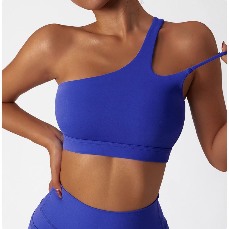 Bustieră sport damă push-up material elastic Albastru – FITINT 348 2025 1