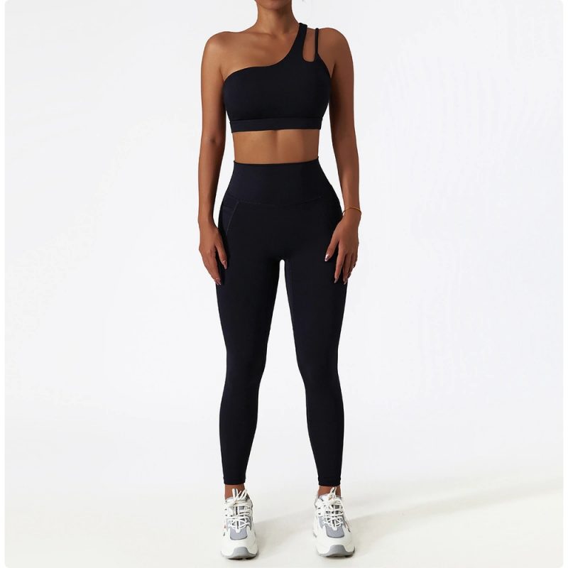 Bustieră sport damă push-up material elastic Negru – FITINT 349 2025 3