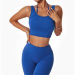 Bustieră sport damă push-up material elastic Albastru – FITINT 381 2025 7