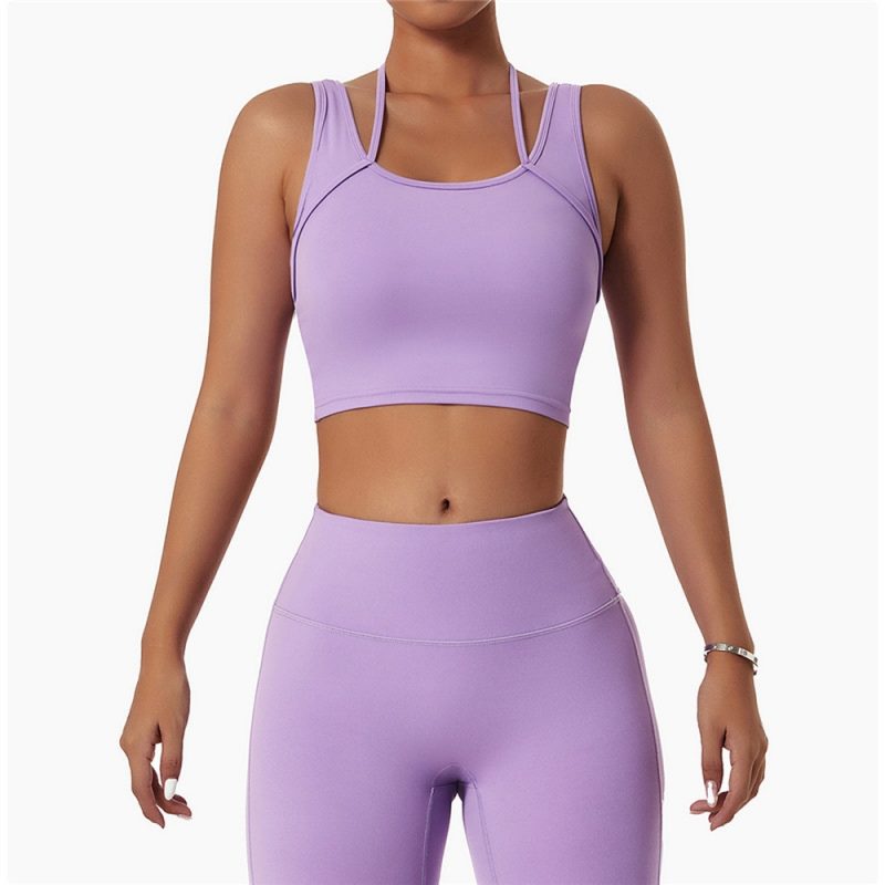 Bustieră sport damă push-up material elastic Mov – FITINT 380 2025 5