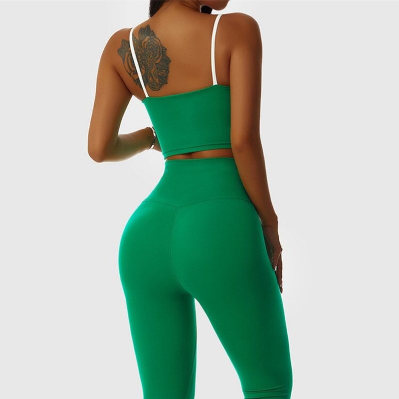Bustieră sport damă push-up material elastic Verde – FITINT 379 2025 2