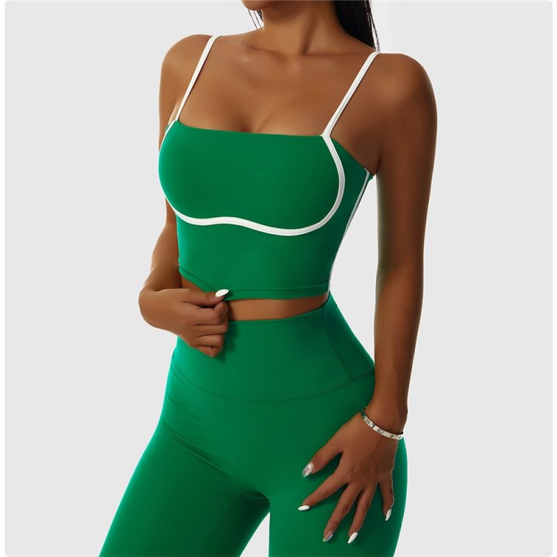 Bustieră sport damă push-up material elastic Verde – FITINT 379 2025 5