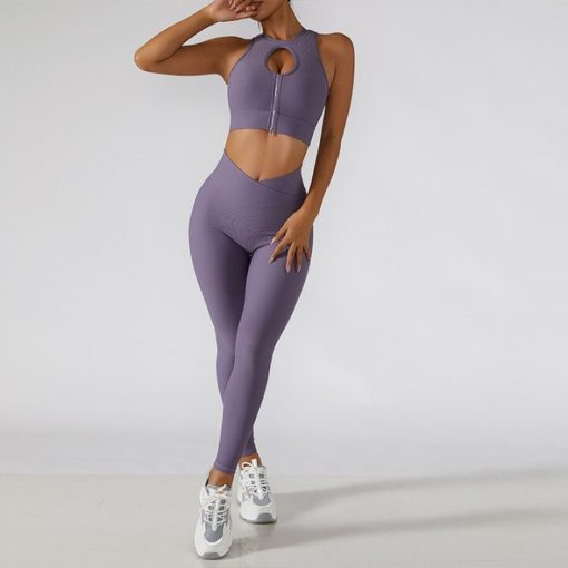 Bustiera sport cu fermoar FITINT Alana push up Mov 2023 2
