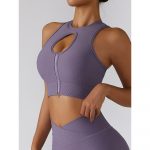 Bustiera sport cu fermoar FITINT Alana push up Mov 2023 7