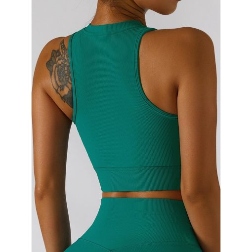 Bustiera sport cu fermoar FITINT Alana push up Verde 2023 2