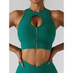 Bustiera sport cu fermoar FITINT Alana push up Verde 2023 8