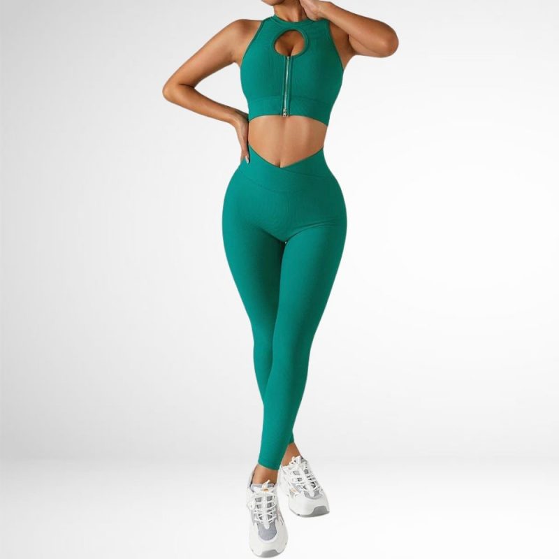 Bustieră sport damă push-up material elastic Verde – FITINT 346 2025 4