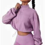 Hanorac sport cu fermoar FITINT Muse Crop Top Mov 2025 9